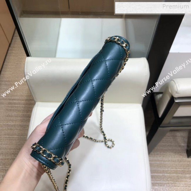 Chanel Quilted Lambskin Chain Trim Wallet on Chain WOC AP0674 Green 2019 (SMJD-9082314)