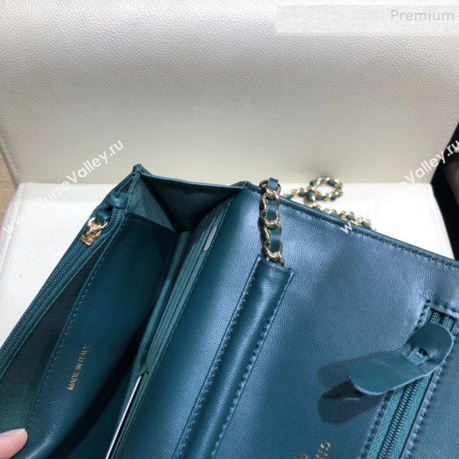 Chanel Quilted Lambskin Chain Trim Wallet on Chain WOC AP0674 Green 2019 (SMJD-9082314)