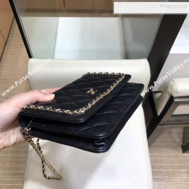 Chanel Quilted Lambskin Chain Trim Wallet on Chain WOC AP0674 Black 2019 (SMJD-9082313)