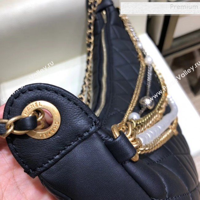 Chanel Quilted Lambskin Chain Tassel Hobo Bag AS0774 Black 2019 (SMJD-9082315)