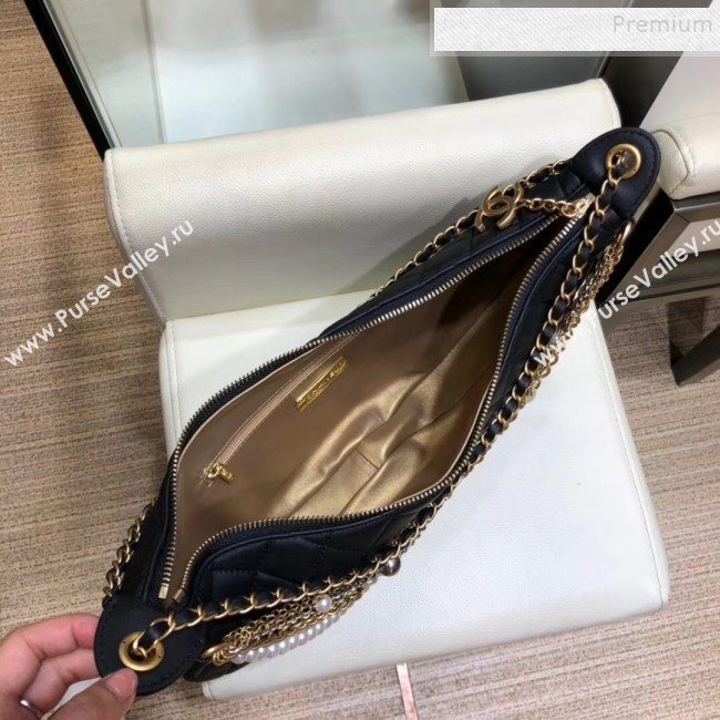 Chanel Quilted Lambskin Chain Tassel Hobo Bag AS0774 Black 2019 (SMJD-9082315)