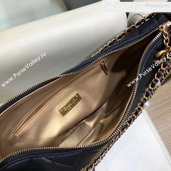 Chanel Quilted Lambskin Chain Tassel Hobo Bag AS0774 Black 2019 (SMJD-9082315)