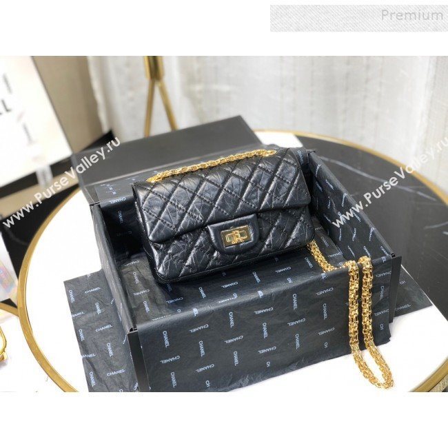 Chanel Quilted Aged Calfskin Small 2.55 Flap Bag A37586 Black 2019 (FM-9082316)