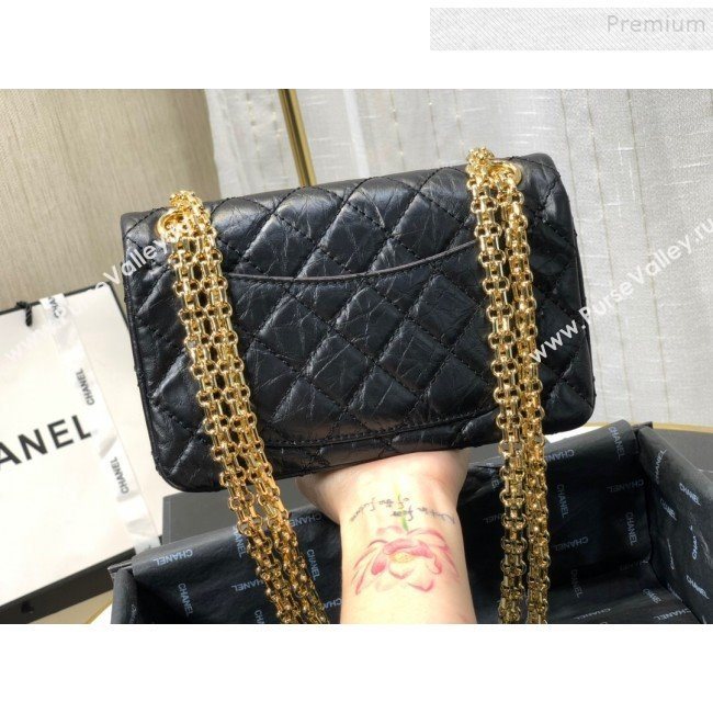 Chanel Quilted Aged Calfskin Small 2.55 Flap Bag A37586 Black 2019 (FM-9082316)