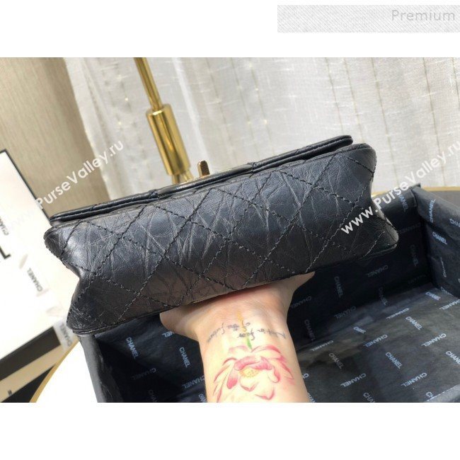 Chanel Quilted Aged Calfskin Small 2.55 Flap Bag A37586 Black 2019 (FM-9082316)
