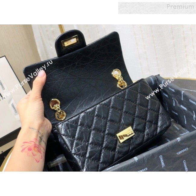 Chanel Quilted Aged Calfskin Small 2.55 Flap Bag A37586 Black 2019 (FM-9082316)