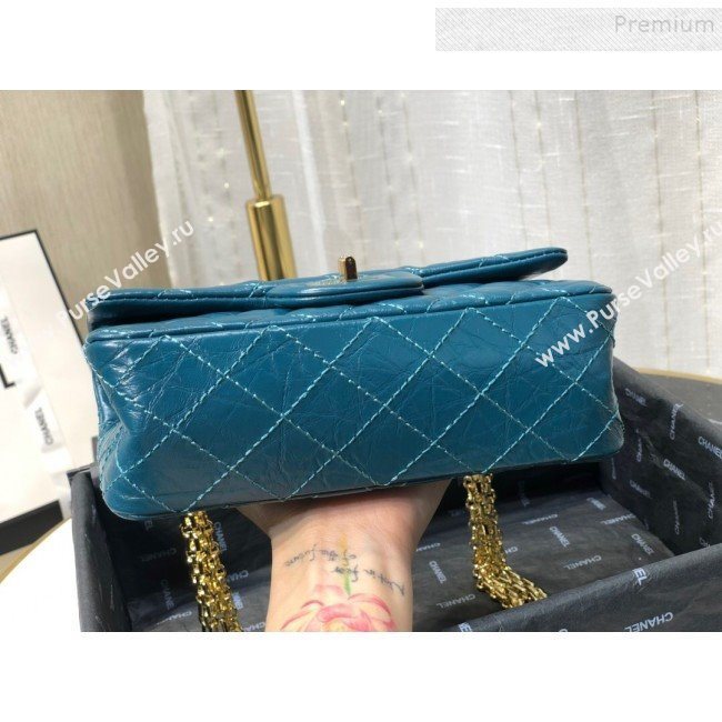 Chanel Quilted Aged Calfskin Small 2.55 Flap Bag A37586 Blue 01 2019 (FM-9082317)