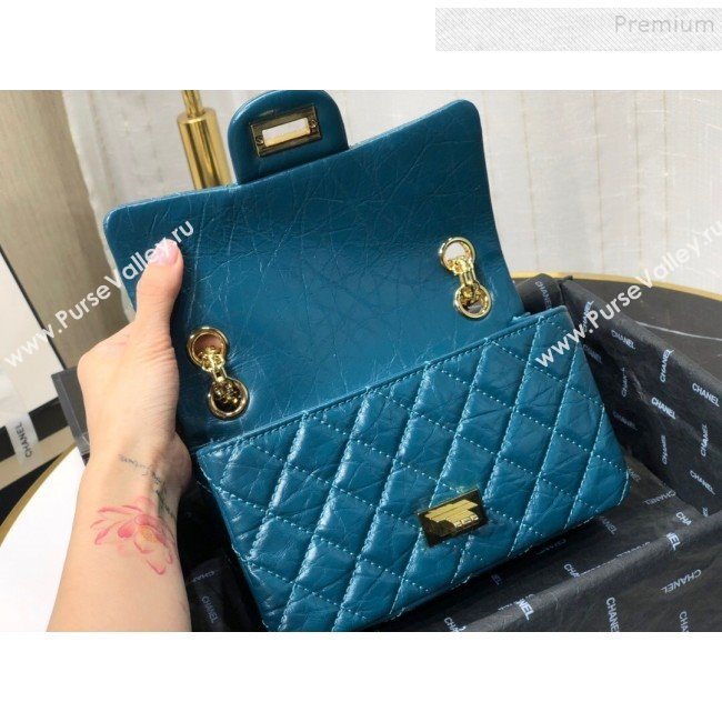 Chanel Quilted Aged Calfskin Small 2.55 Flap Bag A37586 Blue 01 2019 (FM-9082317)