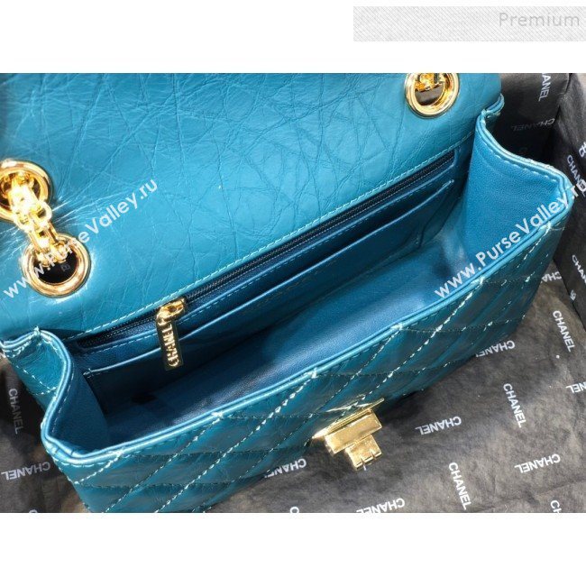 Chanel Quilted Aged Calfskin Small 2.55 Flap Bag A37586 Blue 01 2019 (FM-9082317)