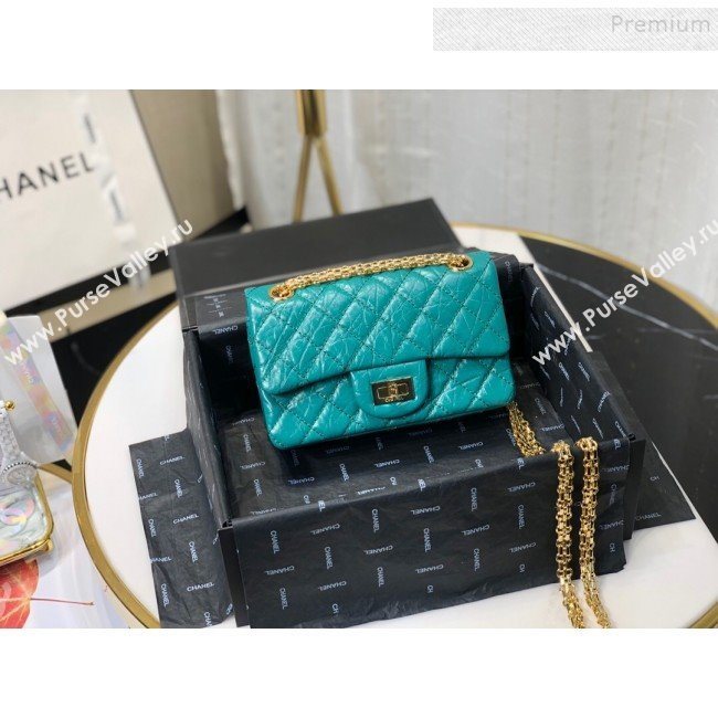 Chanel Quilted Aged Calfskin Small 2.55 Flap Bag A37586 Green 2019 (FM-9082318)