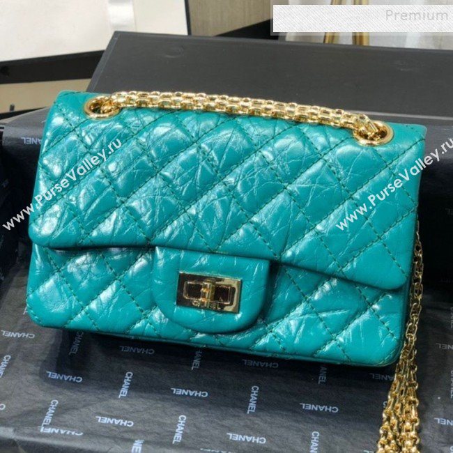 Chanel Quilted Aged Calfskin Small 2.55 Flap Bag A37586 Green 2019 (FM-9082318)