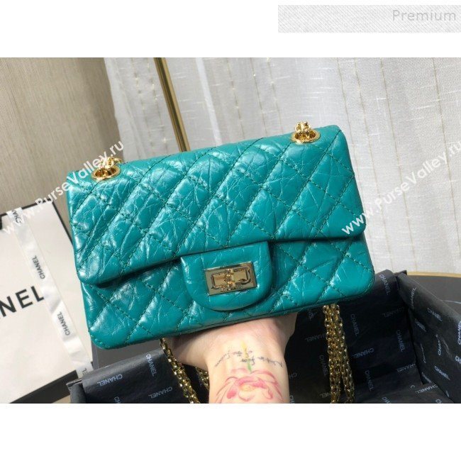 Chanel Quilted Aged Calfskin Small 2.55 Flap Bag A37586 Green 2019 (FM-9082318)