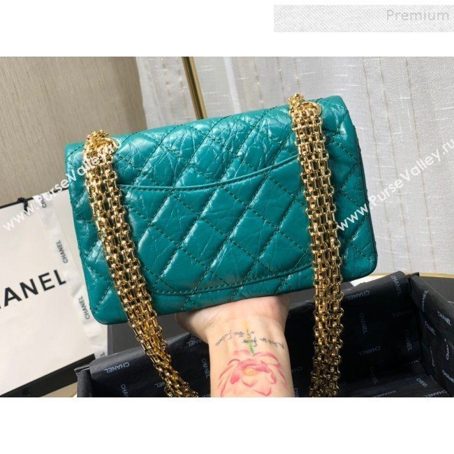 Chanel Quilted Aged Calfskin Small 2.55 Flap Bag A37586 Green 2019 (FM-9082318)