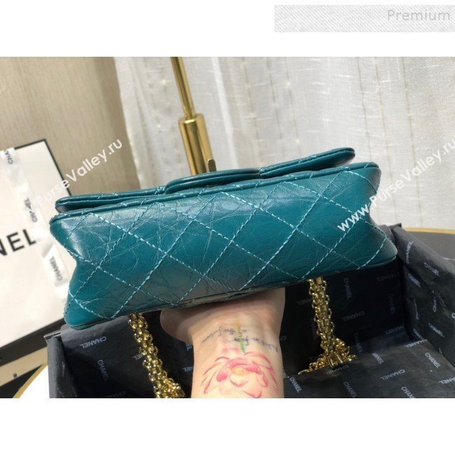 Chanel Quilted Aged Calfskin Small 2.55 Flap Bag A37586 Blue 02 2019 (FM-9082319)