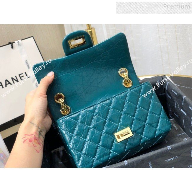 Chanel Quilted Aged Calfskin Small 2.55 Flap Bag A37586 Blue 02 2019 (FM-9082319)