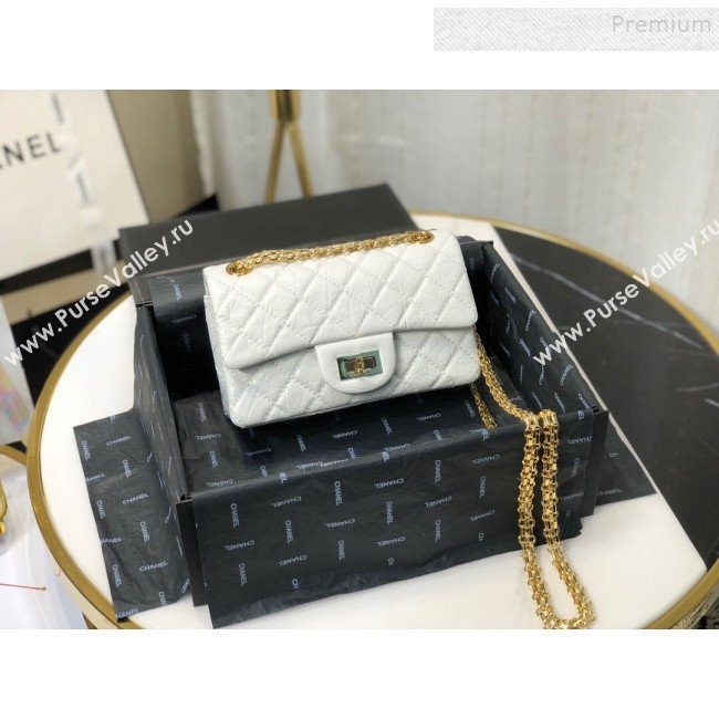 Chanel Quilted Aged Calfskin Small 2.55 Flap Bag A37586 White 2019 (FM-9082322)