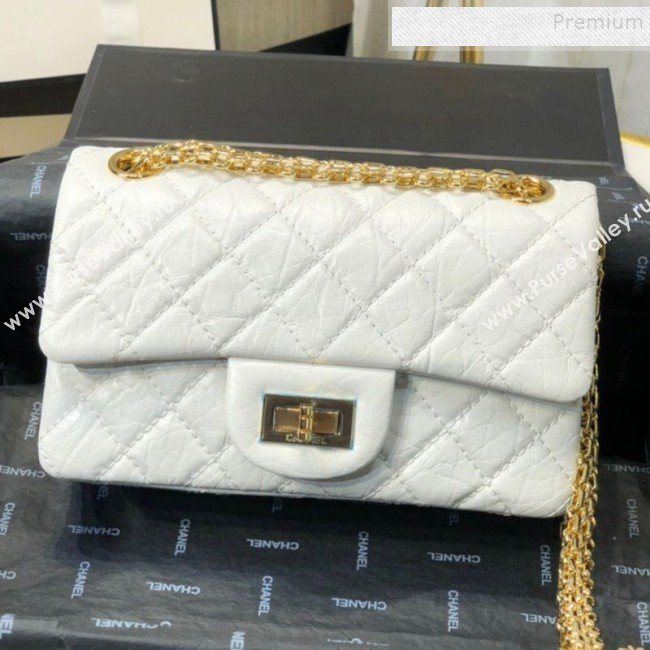 Chanel Quilted Aged Calfskin Small 2.55 Flap Bag A37586 White 2019 (FM-9082322)