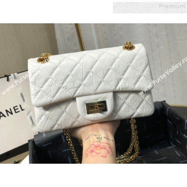 Chanel Quilted Aged Calfskin Small 2.55 Flap Bag A37586 White 2019 (FM-9082322)