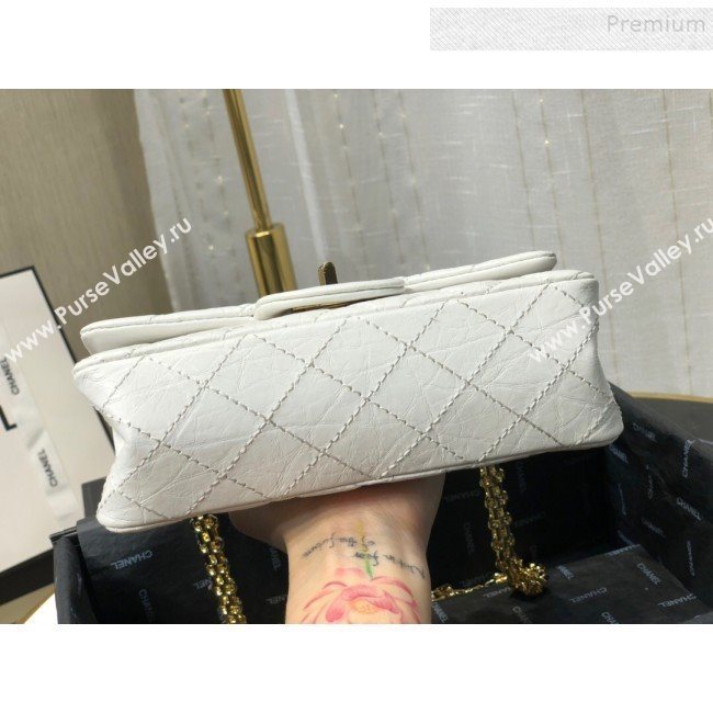 Chanel Quilted Aged Calfskin Small 2.55 Flap Bag A37586 White 2019 (FM-9082322)