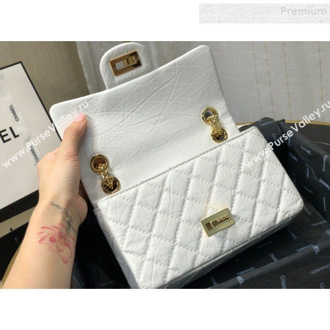 Chanel Quilted Aged Calfskin Small 2.55 Flap Bag A37586 White 2019 (FM-9082322)