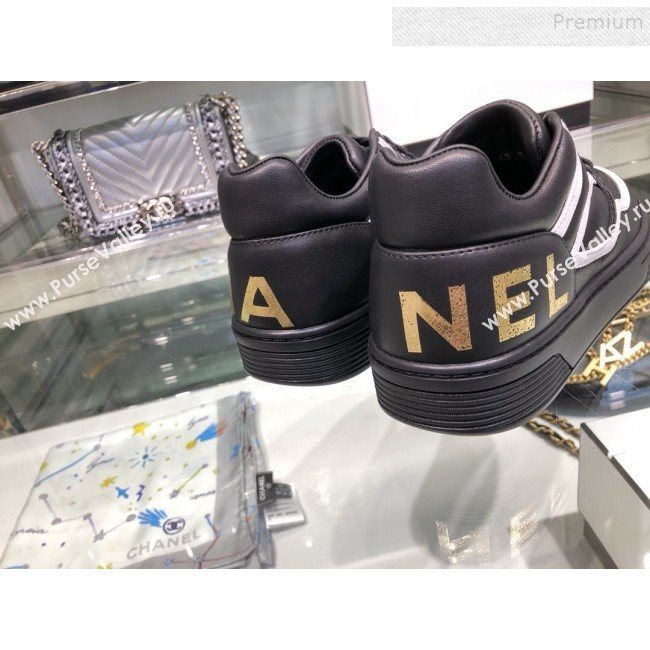 Chanel Leather Low-Top Sneakers G35063 Black/White 2019 (XO-9082128)