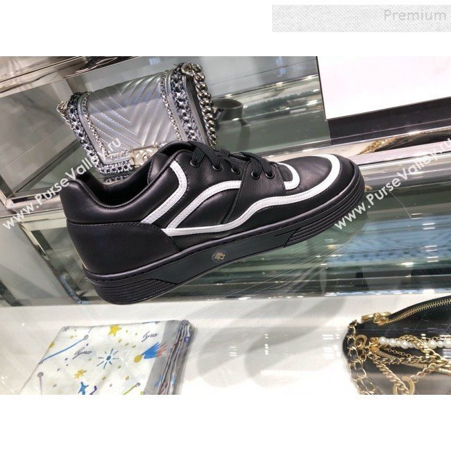 Chanel Leather Low-Top Sneakers G35063 Black/White 2019 (XO-9082128)