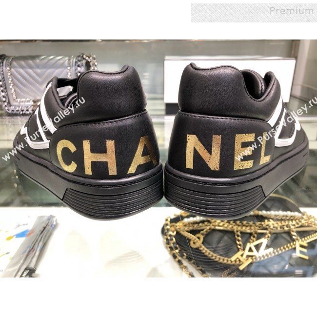 Chanel Leather Low-Top Sneakers G35063 Black/White 2019 (XO-9082128)