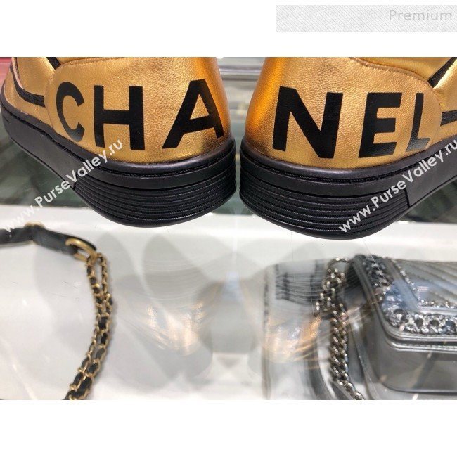 Chanel Metallic Lambskin Low-Top Sneakers G35063 Gold/Black 2019 (XO-9082125)