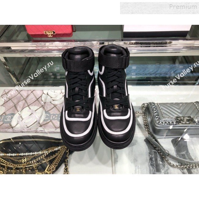 Chanel Leather High-Top Sneakers G35063 Black 2019 (XO-9082131)
