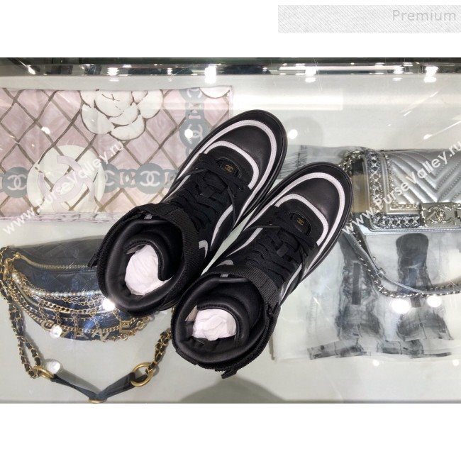 Chanel Leather High-Top Sneakers G35063 Black 2019 (XO-9082131)