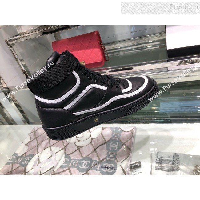 Chanel Leather High-Top Sneakers G35063 Black 2019 (XO-9082131)