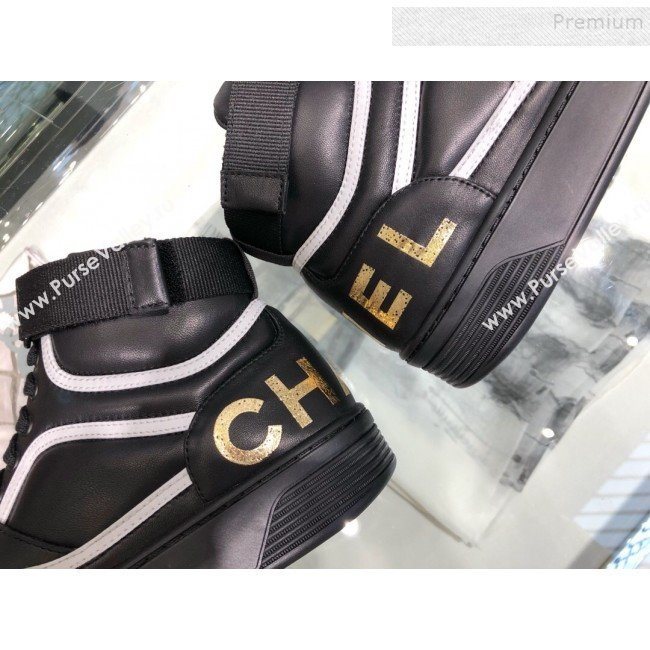 Chanel Leather High-Top Sneakers G35063 Black 2019 (XO-9082131)