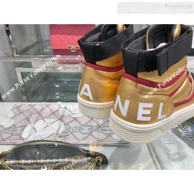 Chanel Metallic Leather High-Top Sneakers G35063 Gold/Red 2019 (XO-9082130)