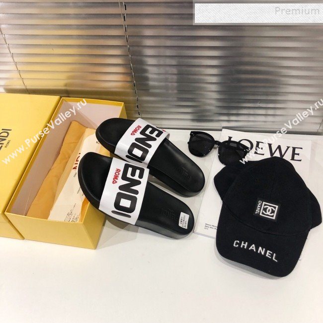 Fendi Roma Logo Flat Slide Sandals Black 2019 (For Women and Men) (DLY-9082146)