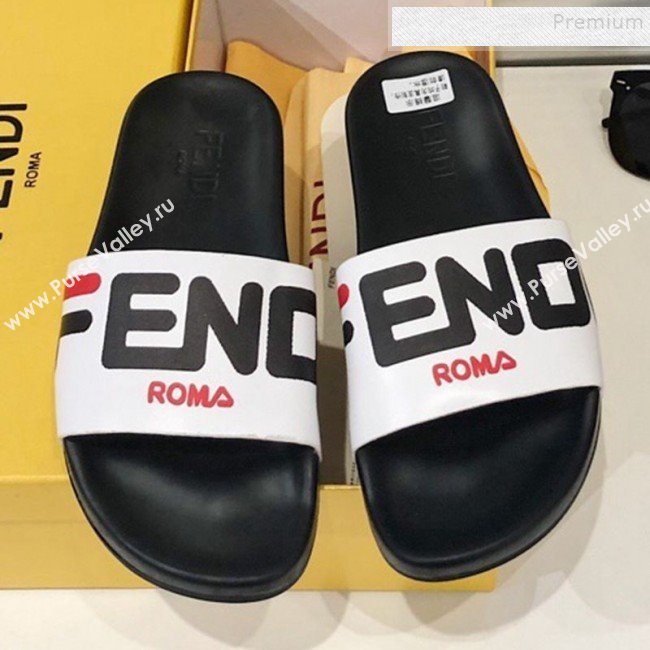 Fendi Roma Logo Flat Slide Sandals Black 2019 (For Women and Men) (DLY-9082146)
