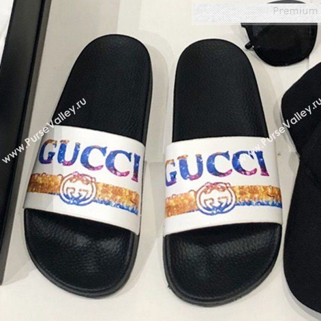 Gucci Rainbow Logo Flat Slide Sandals 2019 (For Women and Men) (DLY-9082164)