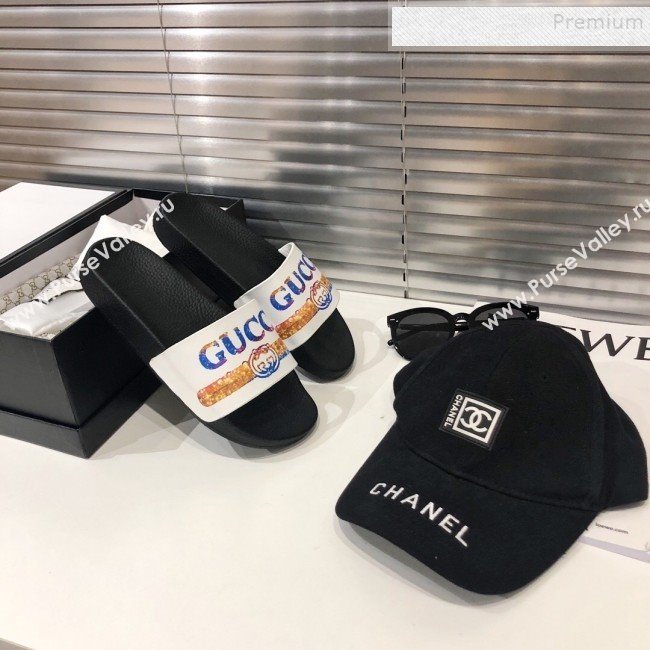 Gucci Rainbow Logo Flat Slide Sandals 2019 (For Women and Men) (DLY-9082164)