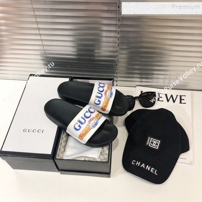 Gucci Rainbow Logo Flat Slide Sandals 2019 (For Women and Men) (DLY-9082164)