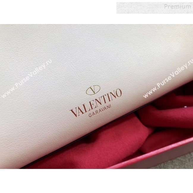 Valentino Smooth Calfskin Rockstud Large Top Handle Bag White Fall 2018 (JIND-9081936)