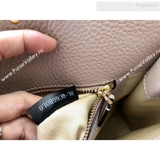 Valentino Grained Calfskin Rockstud Large Top Handle Bag Nude Fall 2018 (JIND-9081941)