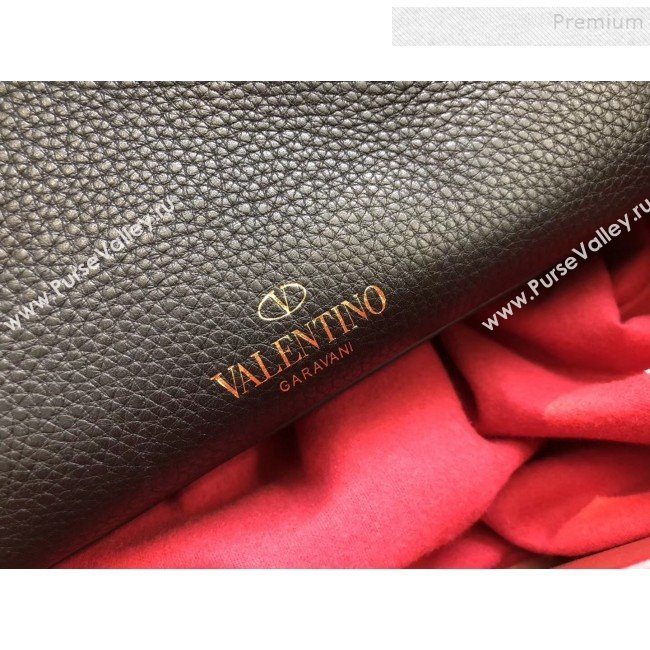 Valentino Grained Calfskin Rockstud Large Top Handle Bag Black Fall 2018 (JIND-9081939)