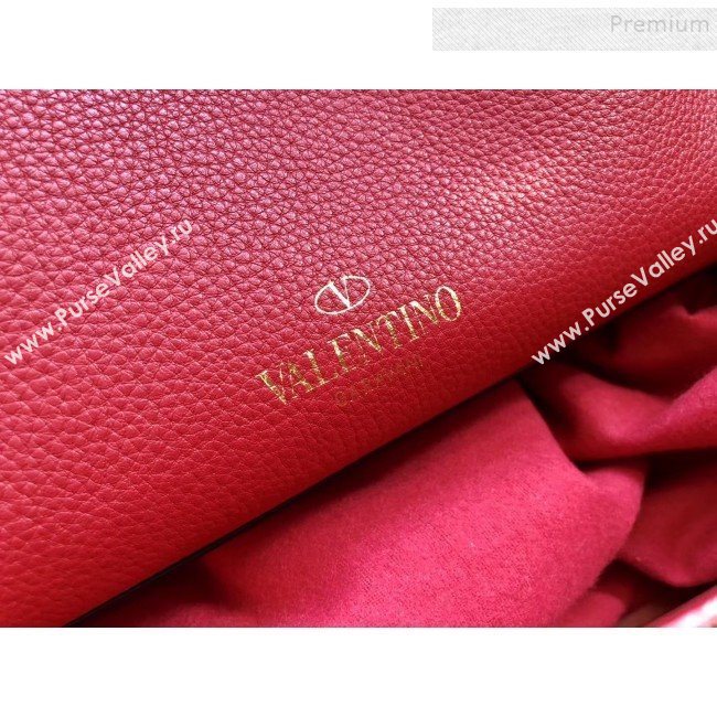 Valentino Grained Calfskin Rockstud Large Top Handle Bag Red Fall 2018 (JIND-9081938)