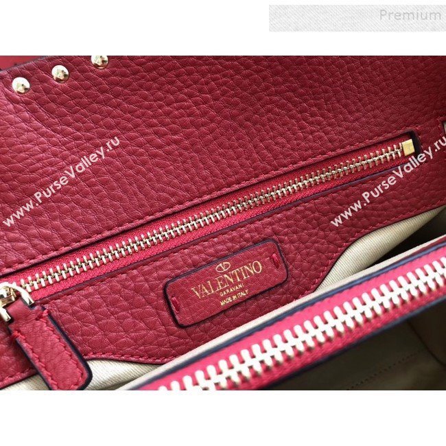 Valentino Grained Calfskin Rockstud Large Top Handle Bag Red Fall 2018 (JIND-9081938)