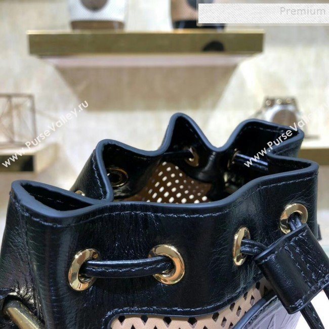 Fendi Mon Tresor Perforated Leather Mini Bucket Bag Beige 2019 (AFEI-9082421)