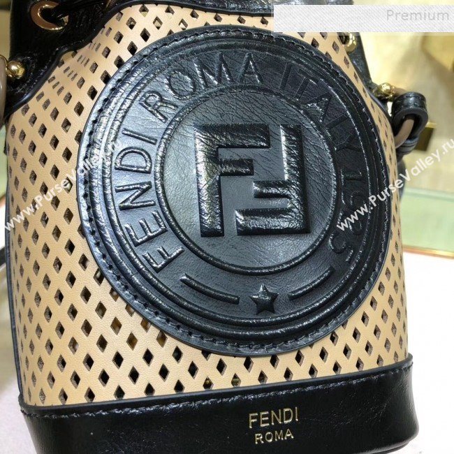 Fendi Mon Tresor Perforated Leather Mini Bucket Bag Beige 2019 (AFEI-9082421)