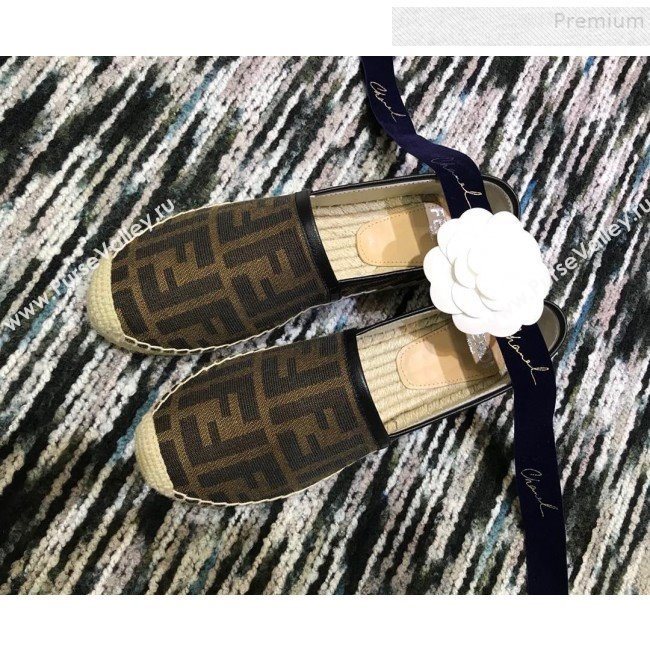 Fendi FF Canvas Flat Espadrilles Coffee 2019 (HANB-9082742)