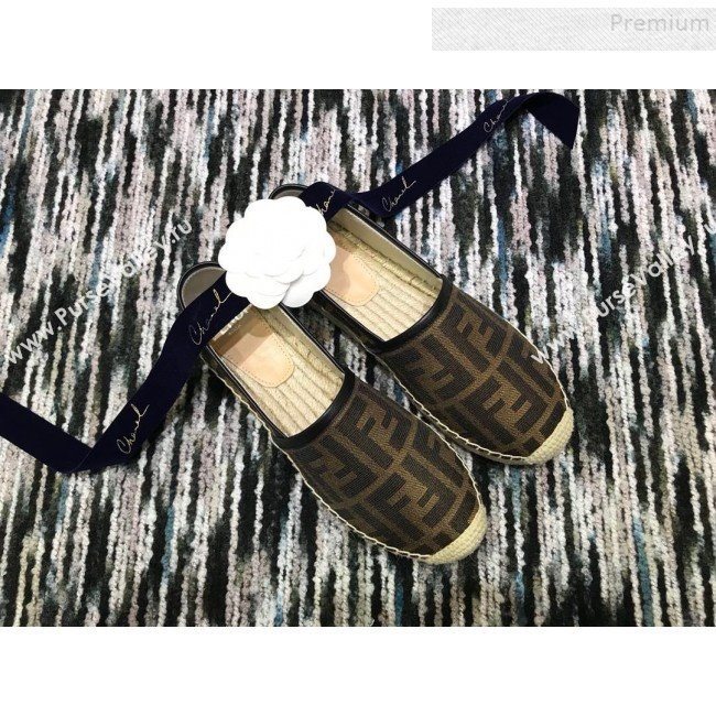 Fendi FF Canvas Flat Espadrilles Coffee 2019 (HANB-9082742)