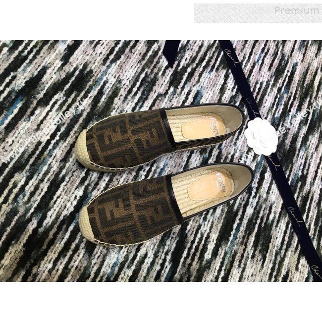 Fendi FF Canvas Flat Espadrilles Coffee 2019 (HANB-9082742)