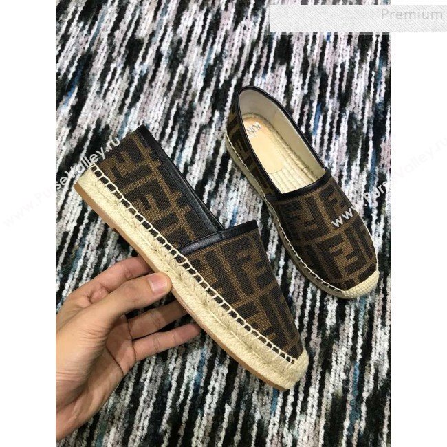 Fendi FF Canvas Flat Espadrilles Coffee 2019 (HANB-9082742)