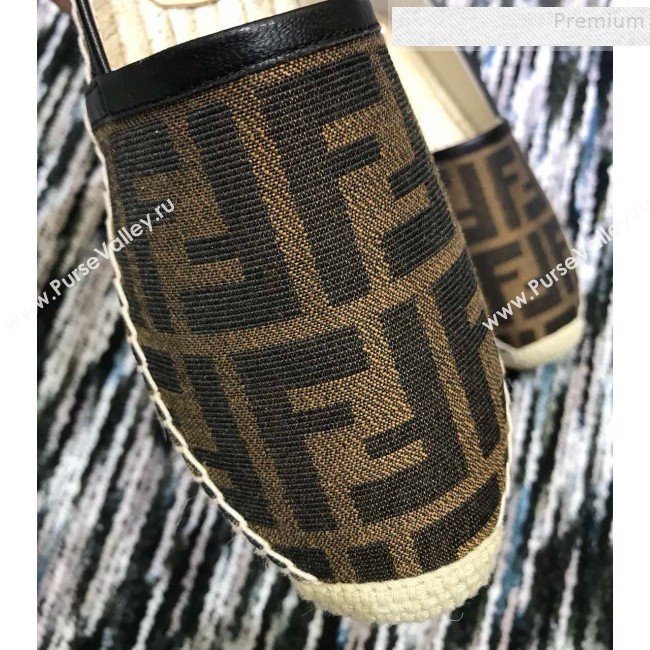 Fendi FF Canvas Flat Espadrilles Coffee 2019 (HANB-9082742)